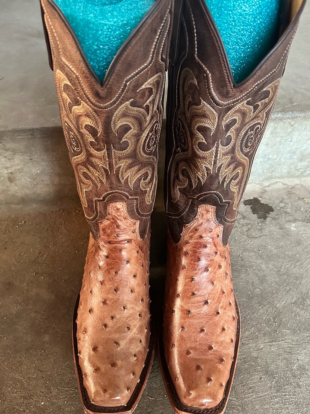 Tony Lama Full Quill Brown Ostrich Boots